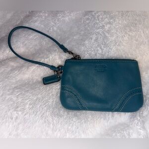 Coach leather wristlet NWOT teal color